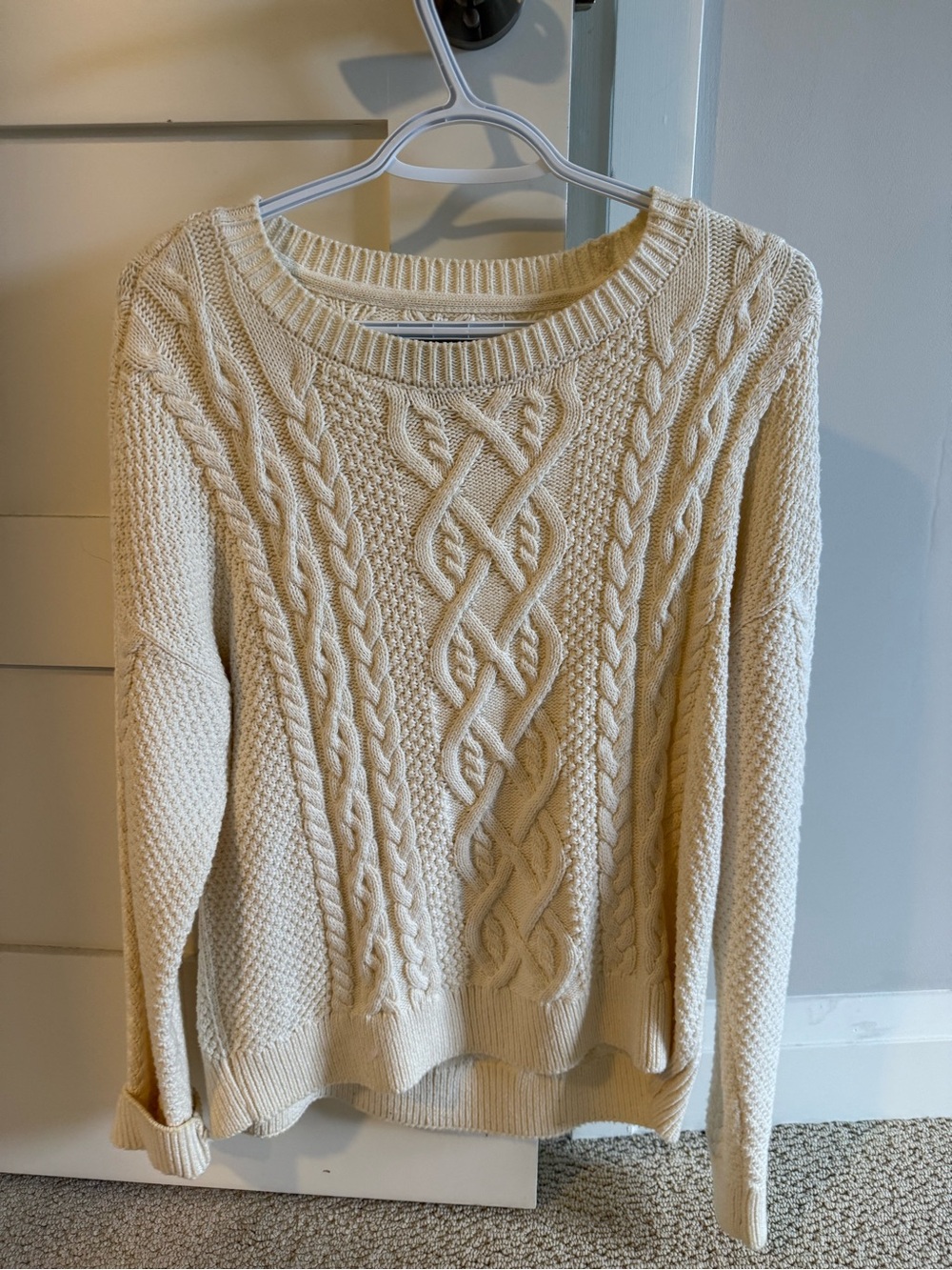 Abercrombie & Fitch Cream Cable Knit Crew Sweater